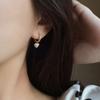 S925 Silver Gold-plated Ear Buckle Peach Heart Diamond Earrings Women's Ear Accessories Cold Wind All-match Earrings