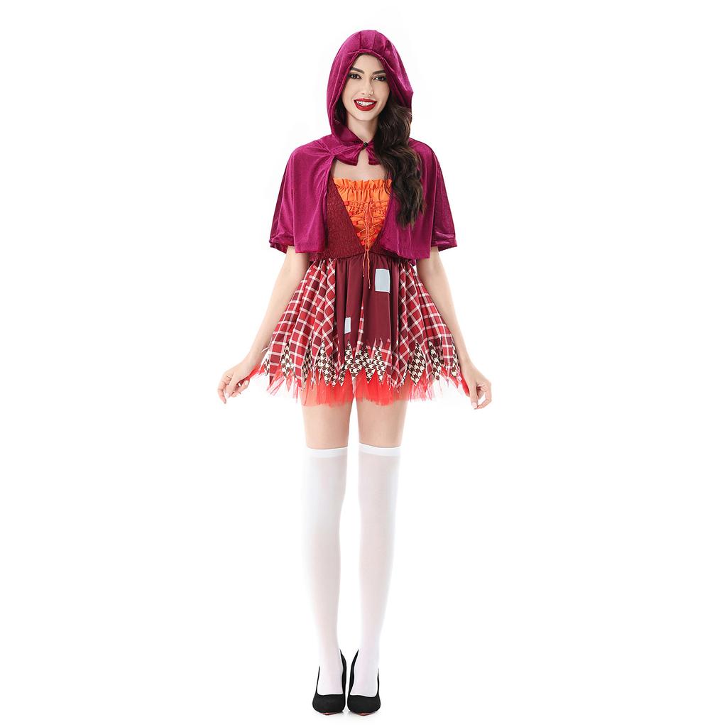 Halloween costume Little Red Riding Hood carnival costume cosplay witch costume broom witch skirt cape