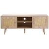 Rattan TV Stand, Boho TV Cabinet for 55 inch TV, Mid Century Modern TV Stand, Rattan TV Console with Adjustable Shelfs for Living Room, Media Room,
