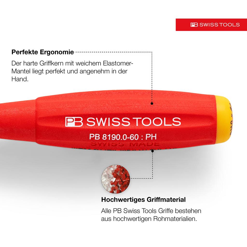 PB Swiss Tools SwissGrip Набор из 2 отверток 8260CN с плоским шлицем и крестовым шлицем, (Блистерная упаковка)