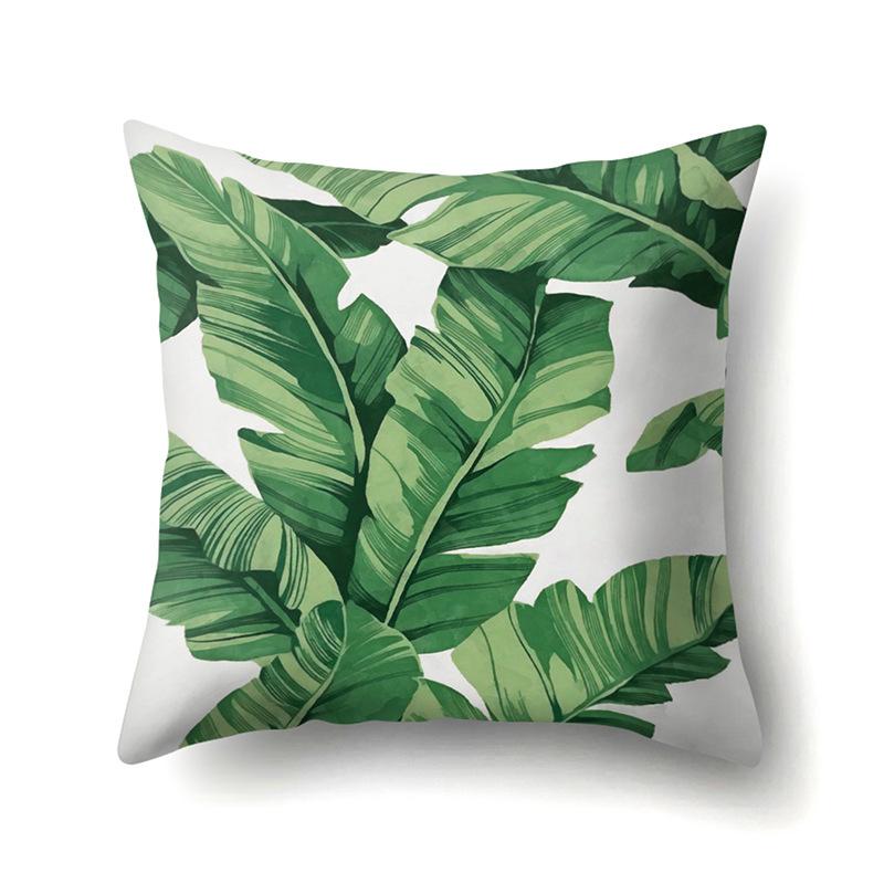 Polyester Pillow Case Nordic Ins Style Plant Flower Print Peach Leather Velvet Cushion Cover Car Waist Cushion Cover