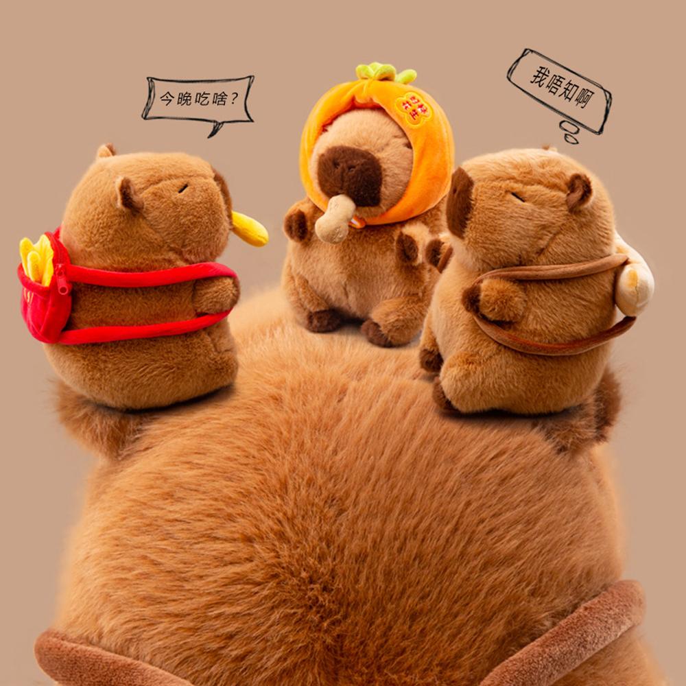 9 Inch Capybara Plush Toys With Bagel Amusing Food Capibara Stuffed Animal Mini Croissant Baguette Bread Chip Dumpling Doll Gift