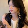 Exaggerated Big Flower Long Tassel Earrings Temperament Stud Earrings Women Earrings  Party