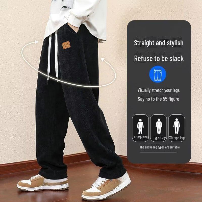 Мужские спортивные штаны из плотного вельвета и бархата — модные, повседневные, свободного кроя для осенних и зимних видов спорта