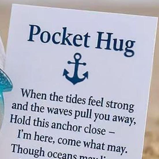 Pocket Hug Boat Hook with Positive Card Emotional Support Pocket Ocean Shell Sand Hook Token Decoration Inspirational Gift