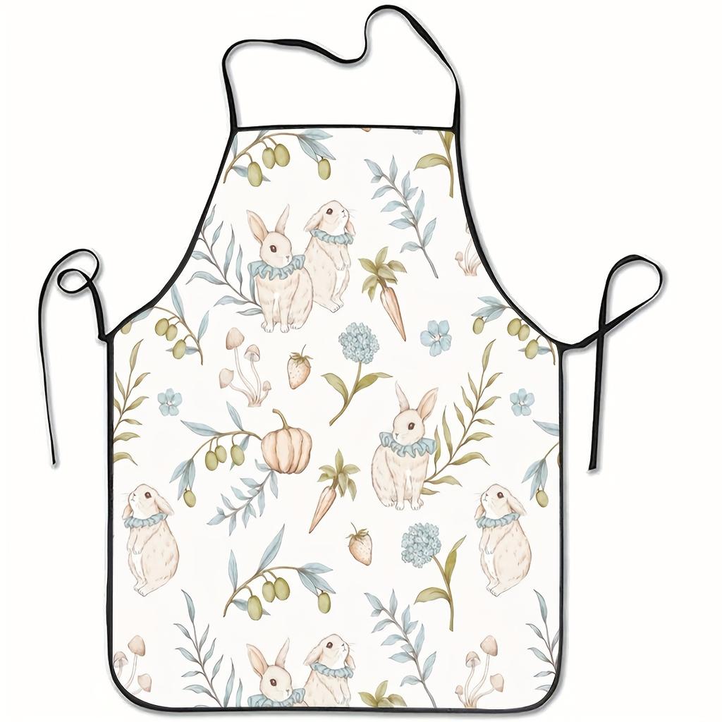 An Apron Featuring a Rabbit And Plant Design, a Perfect Gift for Friends, an Excellent Companion for Home Use, Essential for Baking in The Kitchen, Su