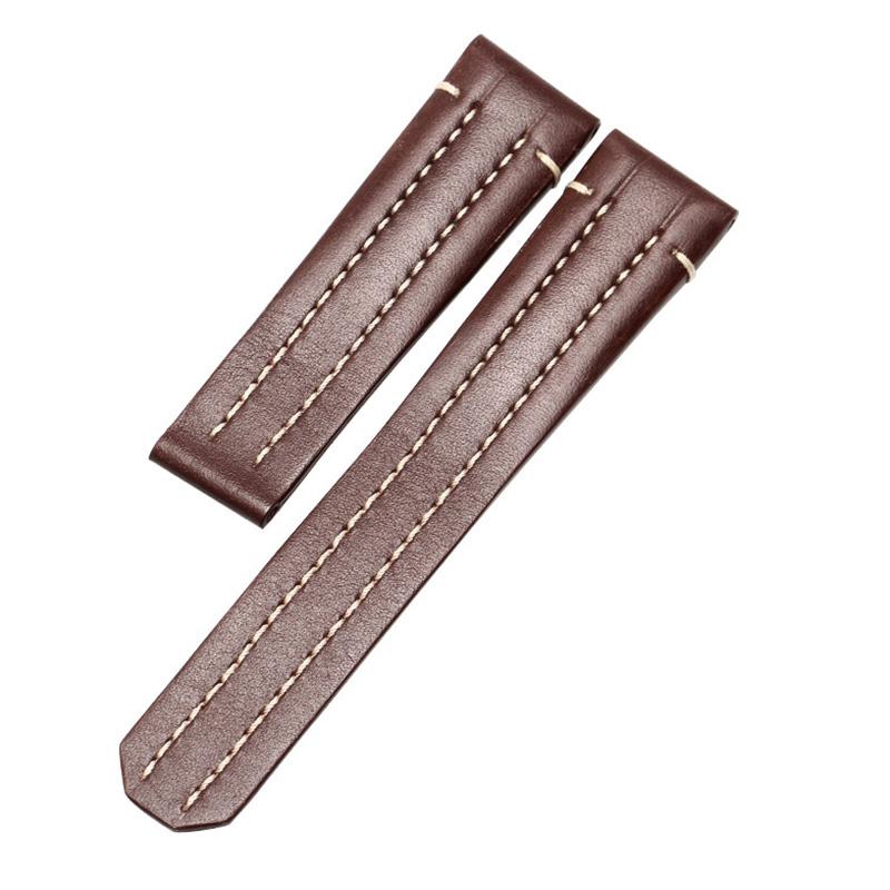 For Bucherer Patravi Series Leather Strap with Special Stitching Men's Folding Buckle Watchband 10625 Black Bracelet 20mm 22mm