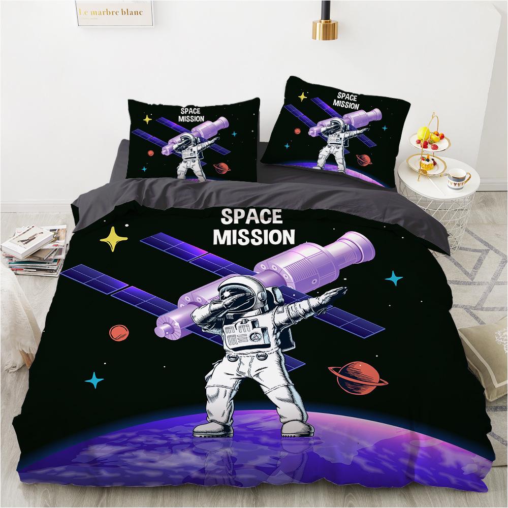 3D Astronaut King Queen Duvet Cover Cartoon Galaxy Universe Bedding Collection For Kids Boys Girls Outer Space Soft 23Pcs Quilt Cover