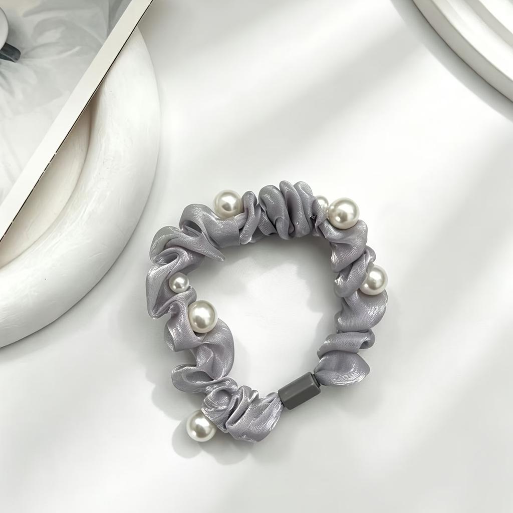 4pc Fashion Simple Elegance Versatile Cute High-End Solid Color Pearl Hair Tie For Women Girls Party Hair Accessories