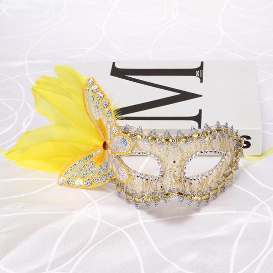 Маскарадная маска для женщин, венецианская маска из перьев с блестками, бабочками, аксессуар для косплея на Хэллоуин для выпускного вечера Марди Гра