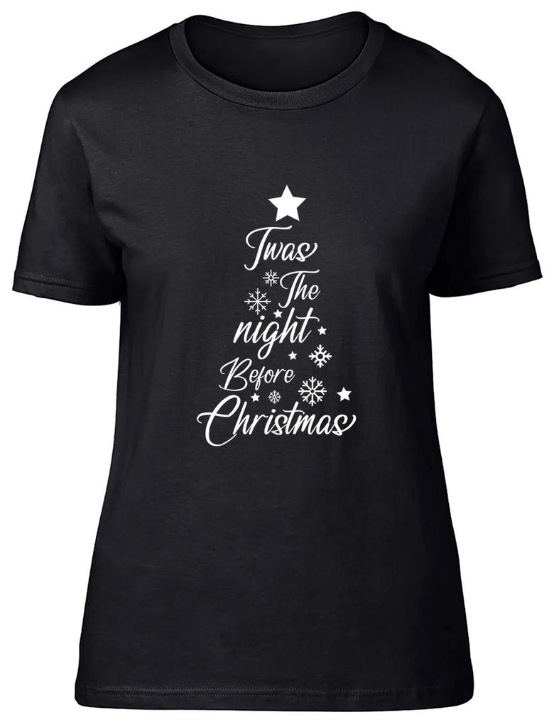 Twas The Night Before Christmas Fitted Womens Ladies T Shirt