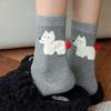 Женские 3D мультяшные носки средней длины с животным принтом, с помпоном, весенне-осенние, милые, модные, креативные, мягкие, дышащие хлопковые носки