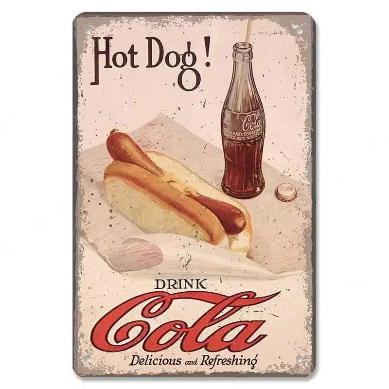 Жестяные знаки Винтажный постер с безалкогольными напитками Cola Металлические девушки пьют бутылки Cola Металлическая пластина Настенная декорация для бара, паба, клуба, ресторана