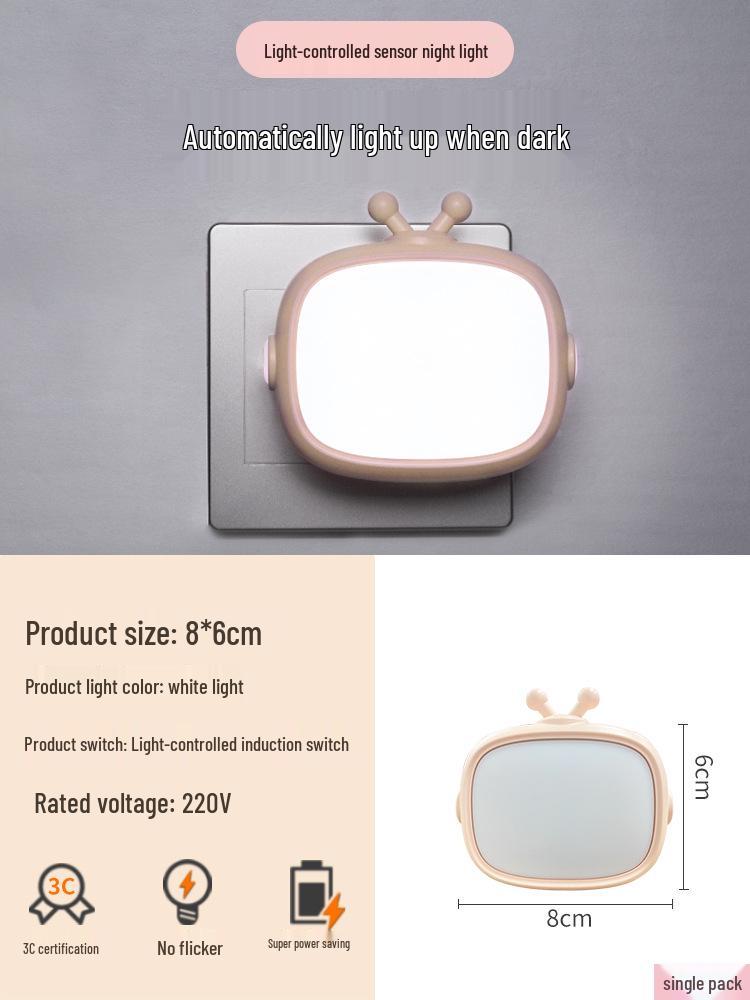 Plug-in LED Night Light: Soft, Energy-Saving, Eye-Friendly Bedside Lamp for Children and Baby Feeding.