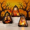 Halloween Decorations, LED Shadow With Haunted House Scenes, Black Triangular Decorative Lights, Suitable For Desks, Walls, And Hanging.