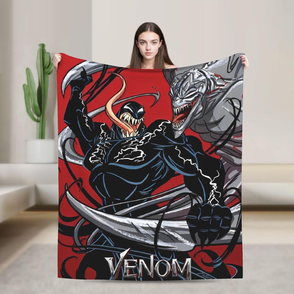 Venom cartoon Blanket  Travel Office Flannel Throw Blanket For Couch Chair Sofa Bed Soft Design Quality Bedspread Gift