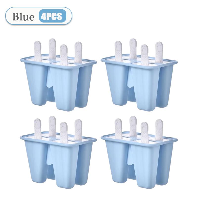 Формы для эскимо 4 штуки Силиконовые формы для мороженого Эскимо без БФА Многоразовые Легкое извлечение Форма для эскимо Приготовление домашнего мороженого