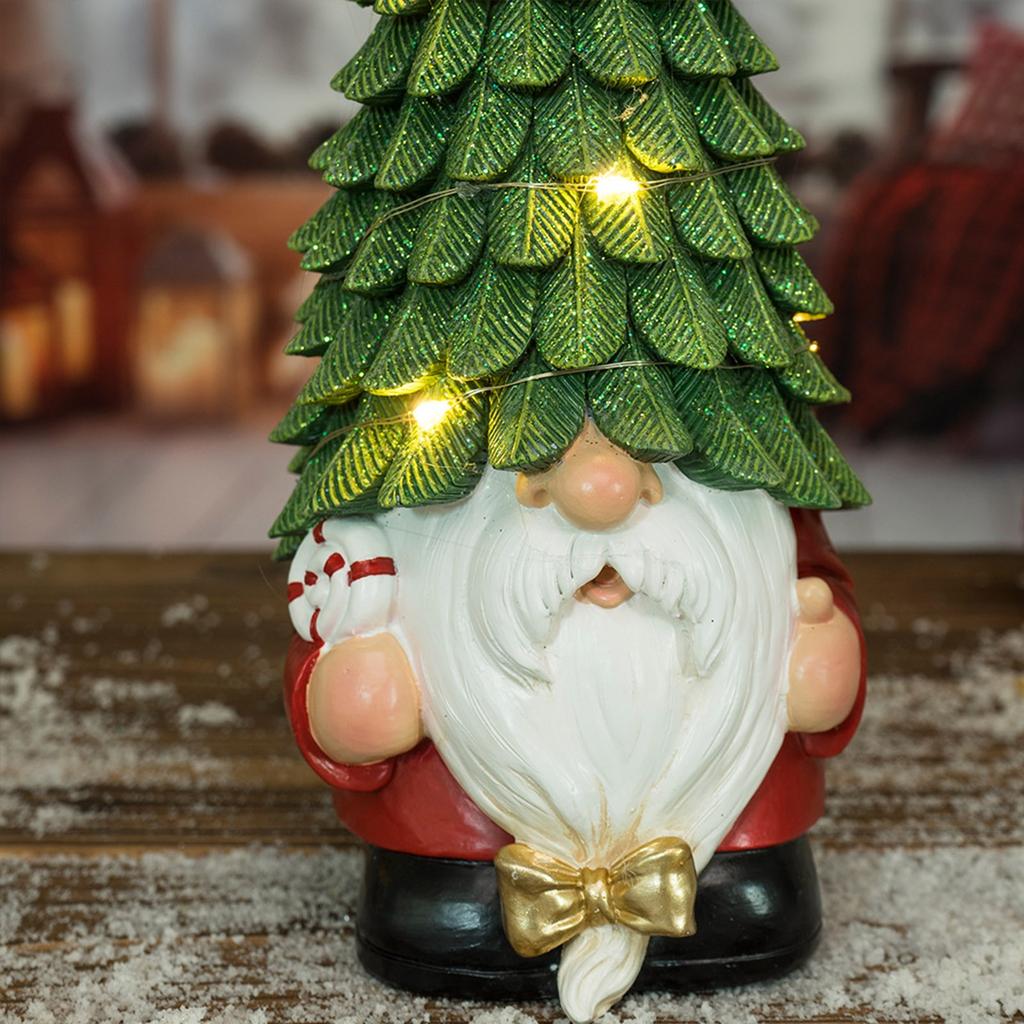 Рождественский гном светящаяся статуя, украшение на рождественскую елку из смолы, праздничные сцены, настольные украшения, без батареек