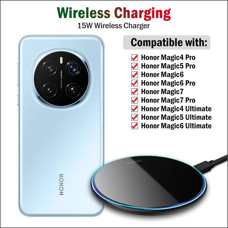 15W Fast Wireless Charger for Honor Magic 7 6 Pro Ultimate/Magic5 Pro/Magic4 Pro Wireless Charging Pad with Type-C Cable