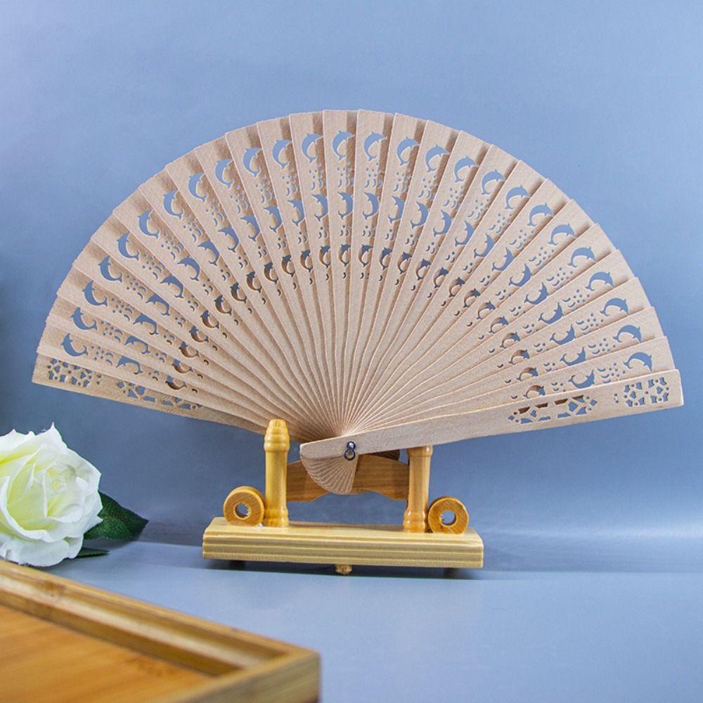 Personalized Hand Held Fan Engraved Chinese Wooden Fan Home Decoration Bamboo Folding Fan Women