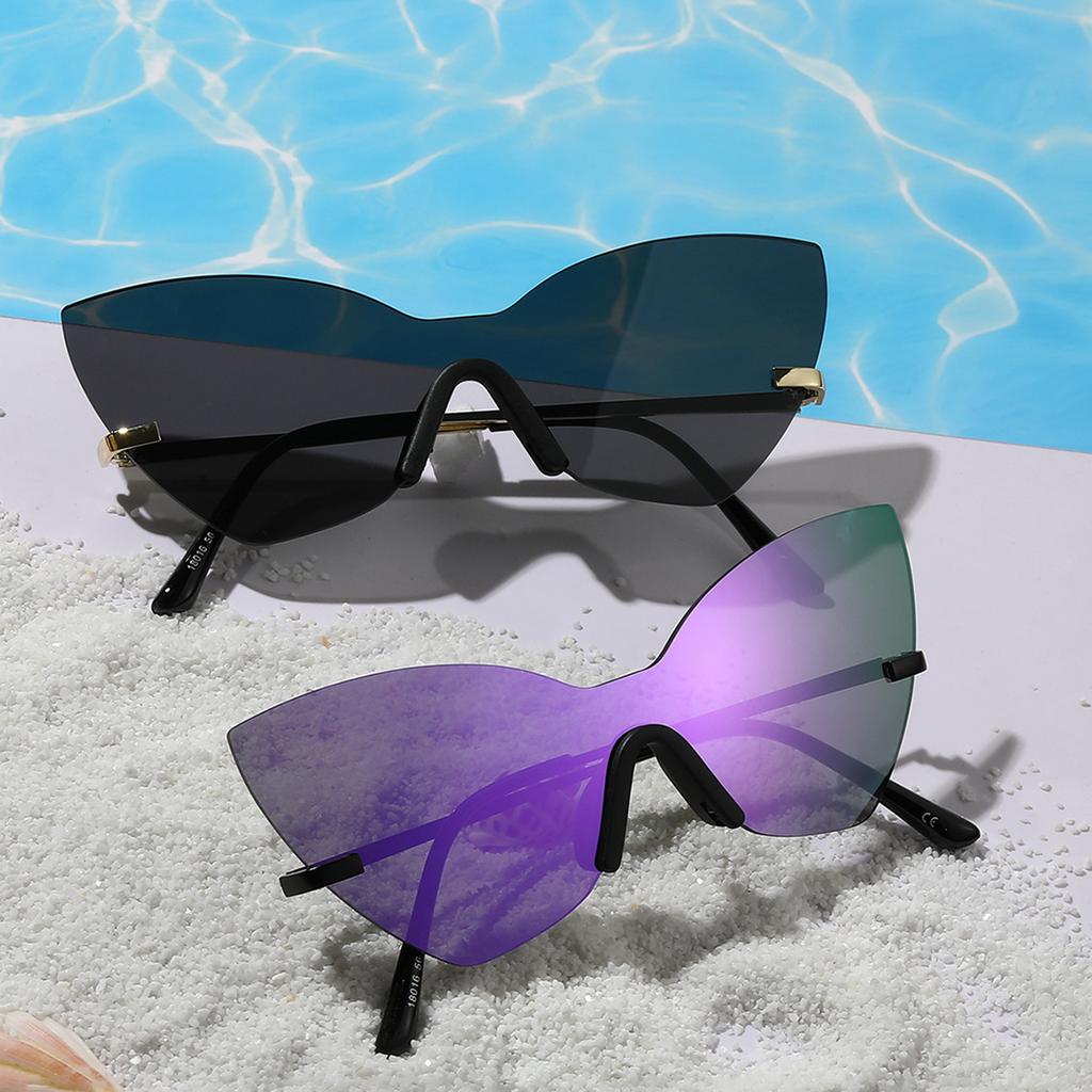 Персонализированные очки для вечеринок Женские без оправы солнцезащитные очки «кошачий глаз» Мужские нестандартные солнцезащитные очки оверсайз