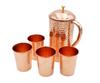 Handcrafted 1.5L Copper Water Jug with 4 Matching 250ml Glasses – Ayurvedic Health Benefits, Elegant Hammered Design