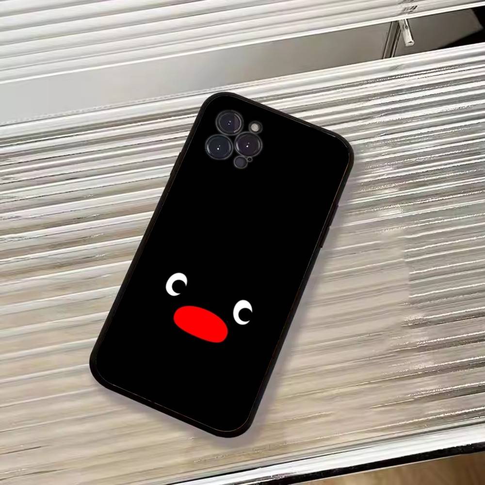 Милый Чехол-Пингвин Пингу для Телефона iPhone 17, 16,15,14,13,12,11 Plus,Pro Max, Других Мягкий Черный Чехол