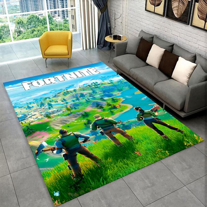 Мультяшный ковер-игровой коврик F-Fortnite для игровой комнаты, спальни, гостиной, дивана, домашнего декора, детский коврик для пола, нескользящий коврик