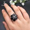 100% натуральный драгоценный камень, черный гранат, кольца в цветочном стиле, серебро 925 пробы, изысканные украшения для женщин, хороший подарок на юбилей и день рождения