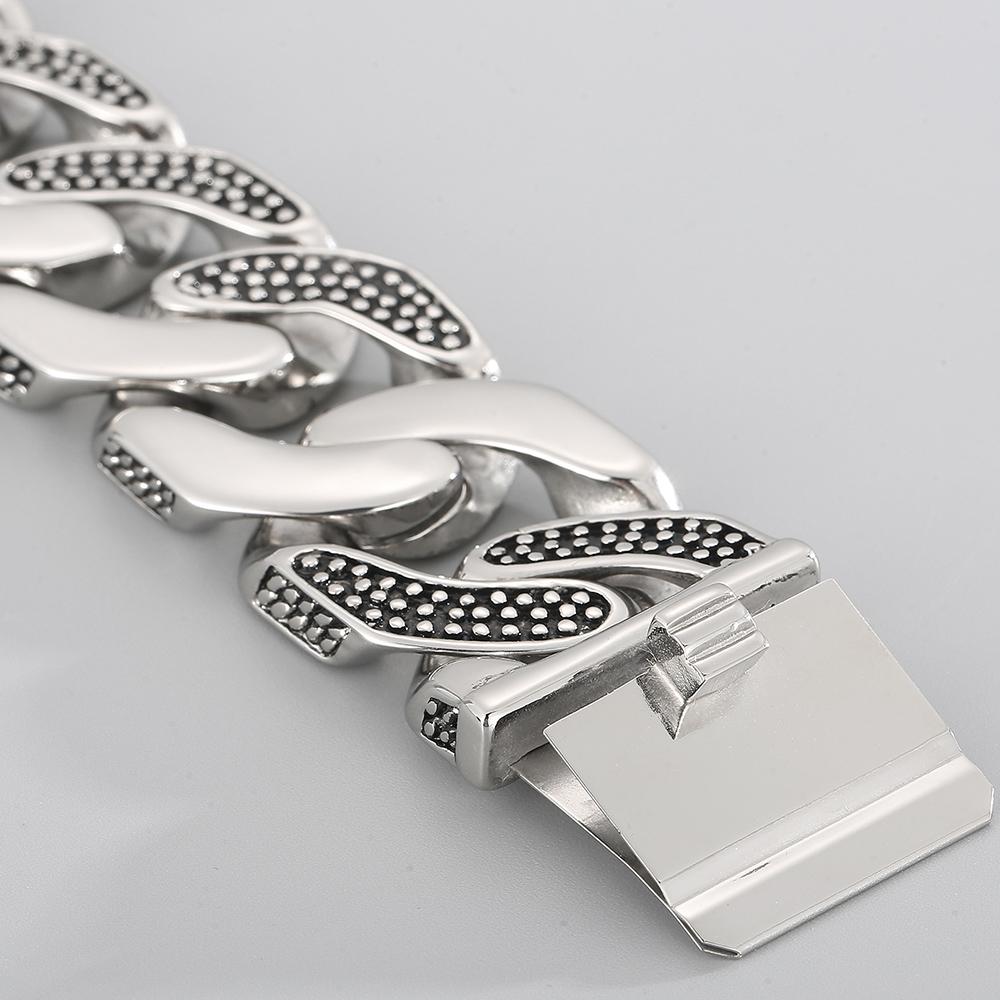 Массивный браслет-цепочка панцирного плетения кубинского типа шириной 30 мм для мужчин, мужские браслеты из нержавеющей стали 316L, панк-рок ювелирные аксессуары для мужчин