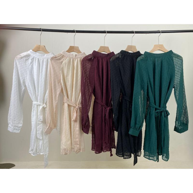 Весенние и осенние женские платья свободного кроя с длинным рукавом и развевающимся поясом