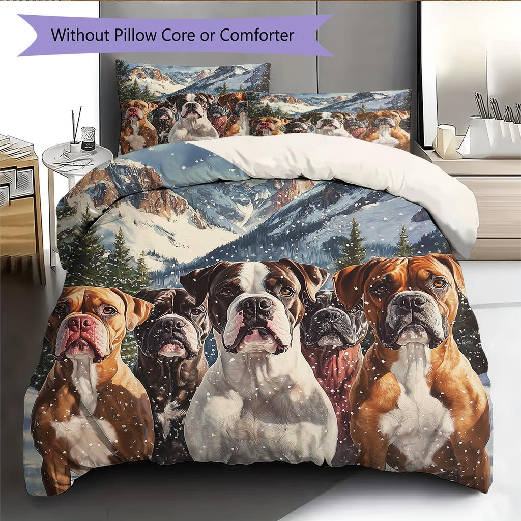 Boxer Pattern Bedding Home Decoration Birthday Gift (1 * duvet cover + 2 * pillowcase, without core)