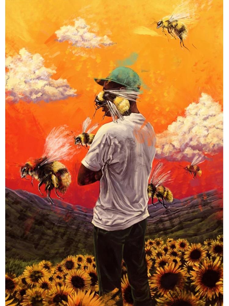 Рэпер Звезда Тайлер Создатель Цветочный мальчик Музыкальный постер Холст Картина Эстетическое настенное искусство для бара Кафе Комната Украшение дома