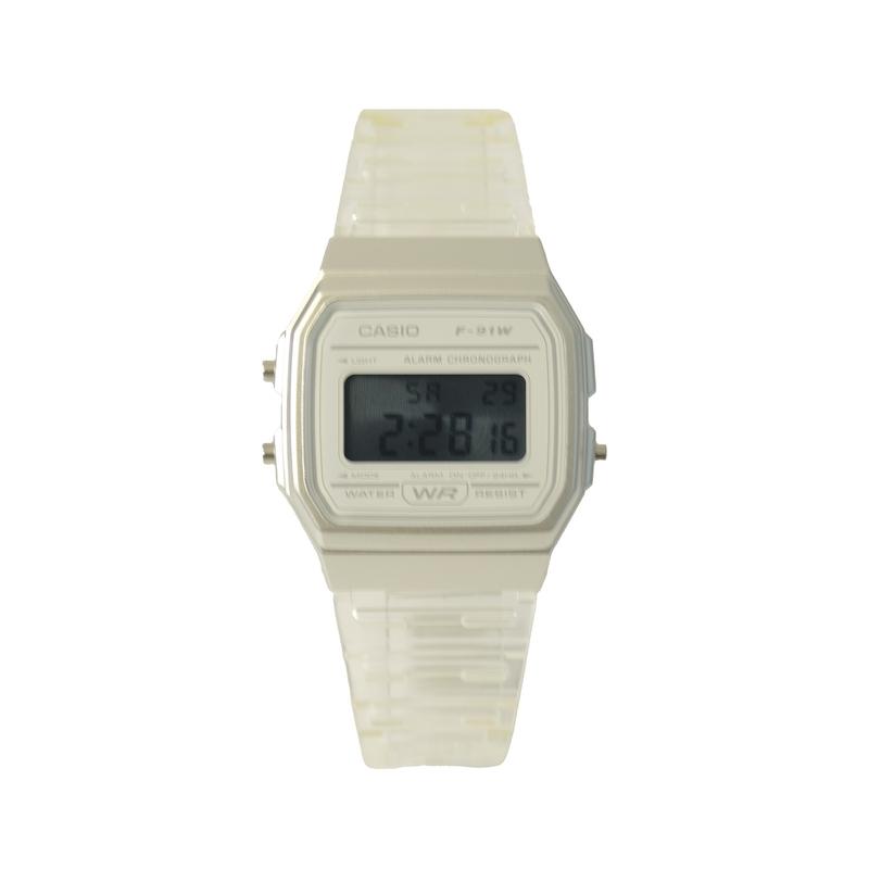 Casio Индивидуальные часы модифицированная серия металлический экран Кварцевый смоляной ремешок тот же стиль для мужчин и женщин белый циферблат F-91WS-7DF