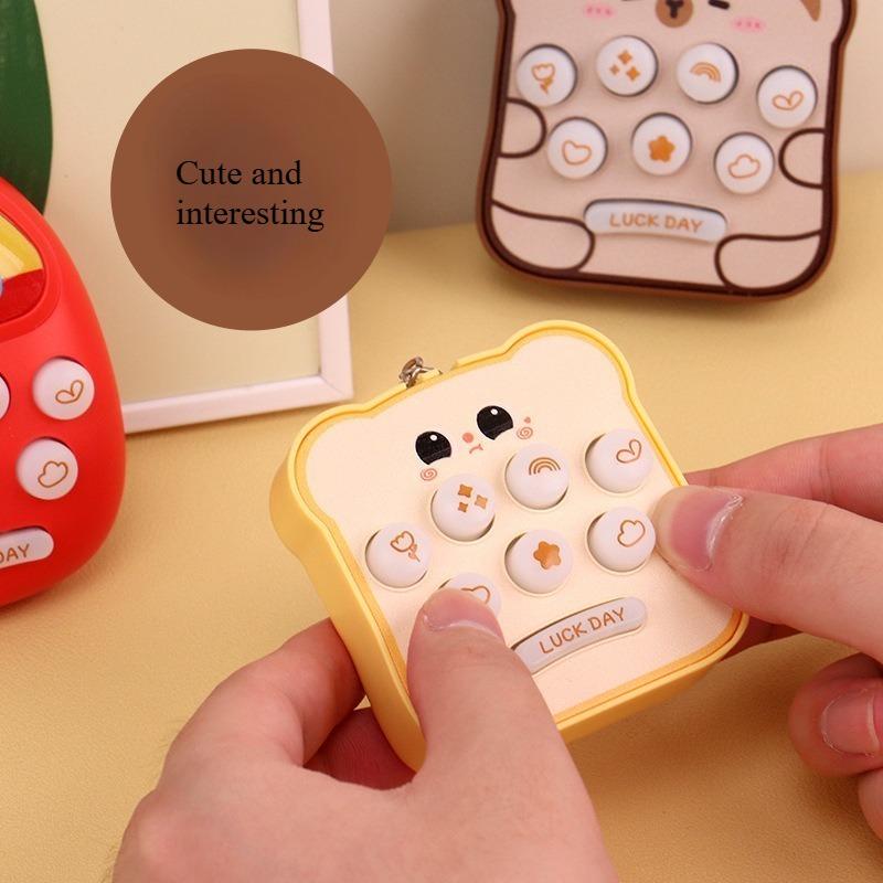 1PC Handheld Palm Cartoon Bread Whack-a-mole Game Console Electronic Luminous Toy Small Pendant Keychain