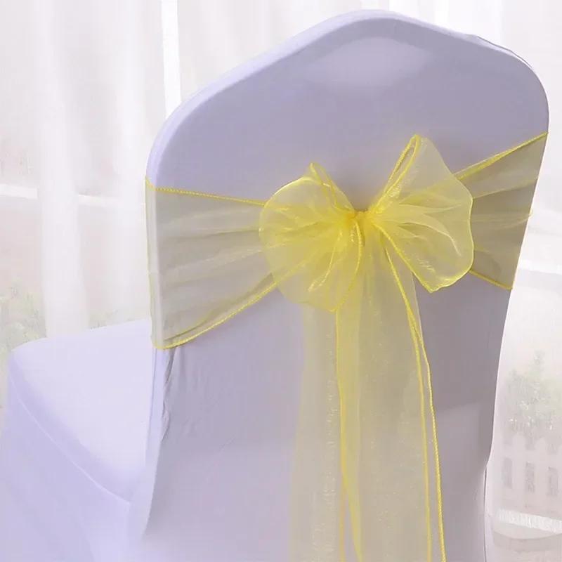 25Pcs Chairs Sashes for Wedding Chair Covers Chair Bow Sashes Chairs Ribbons for Party Ceremony Wedding Chair Decoration