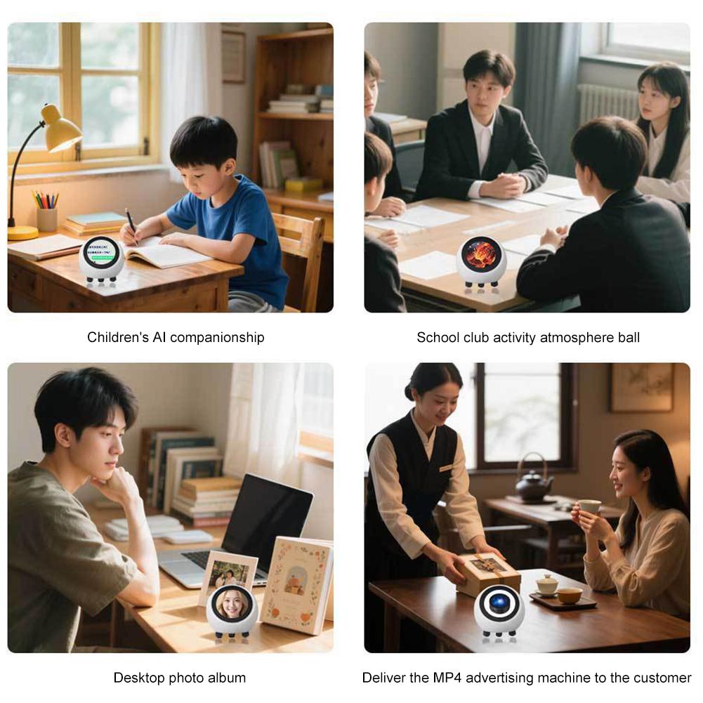 AI Voice Chat Robot 1.28In LCD Screen Mini Robot Tabletop Ornaments Multi-Function Smart DeepSeek Assistant Robot For XiaoZhi