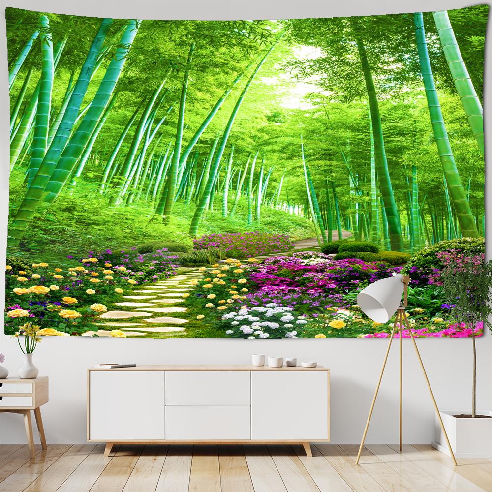 Пальмовый лист Зеленая ботаника Гобелен Листья подорожника Растения тропических лесов Юго-Восточной Азии Настенный гобелен Настенная ткань