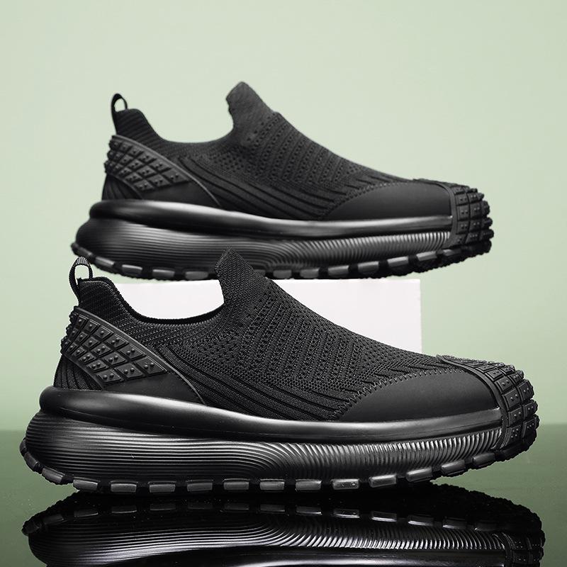 Мужские дышащие сетчатые слипоны 2025 года, резиновый подносок, нескользящая рабочая обувь, удобная повседневная спортивная минималистичная обувь