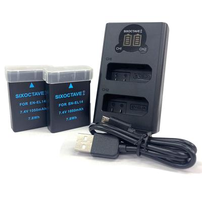 SIXOCTAVE Два совместимых зарядных устройства и одно быстрое совместимое USB-зарядное устройство для Nikon Набор из 3 предметов EN-EL14/EN-EL14a MH-24/MH-24a Двухканальный