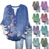 Summer Tops For Women Cute V Neck 3/4 Sleeve Blouses Floral Print Top Casual Shirts