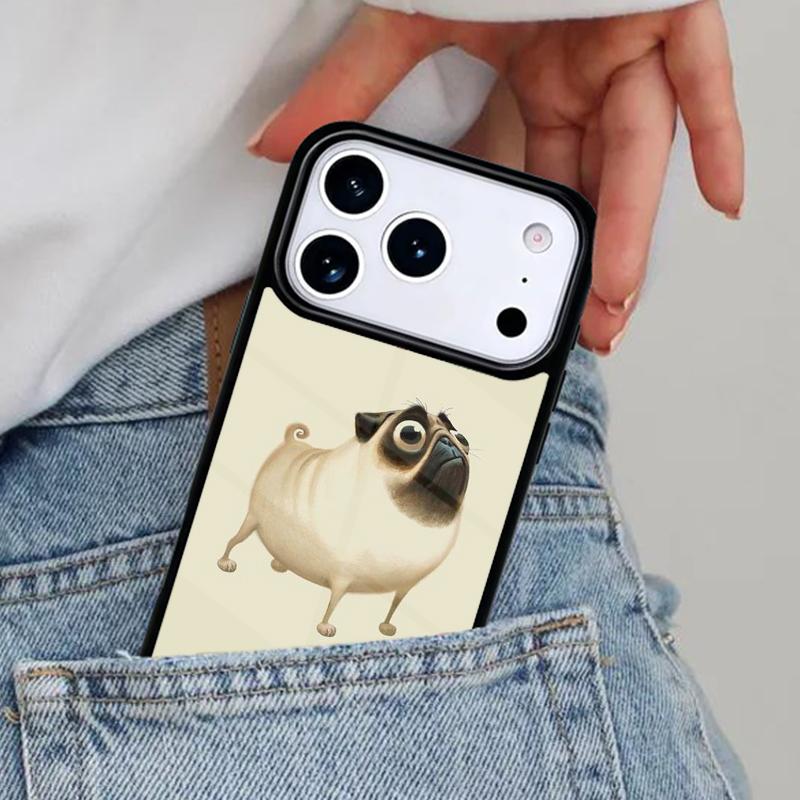 Забавный мультяшный чехол для телефона с мопсом для iPhone 17ProMax 12 13 14 15 16e 17 Pro Max Plus Air Cover