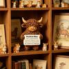 A Cute Scottish Highland Cow Statue, Resin Farmhouse Cow Desk Decor, Encouragement Cheer Up Gift for Office Home Shelf Tabletop