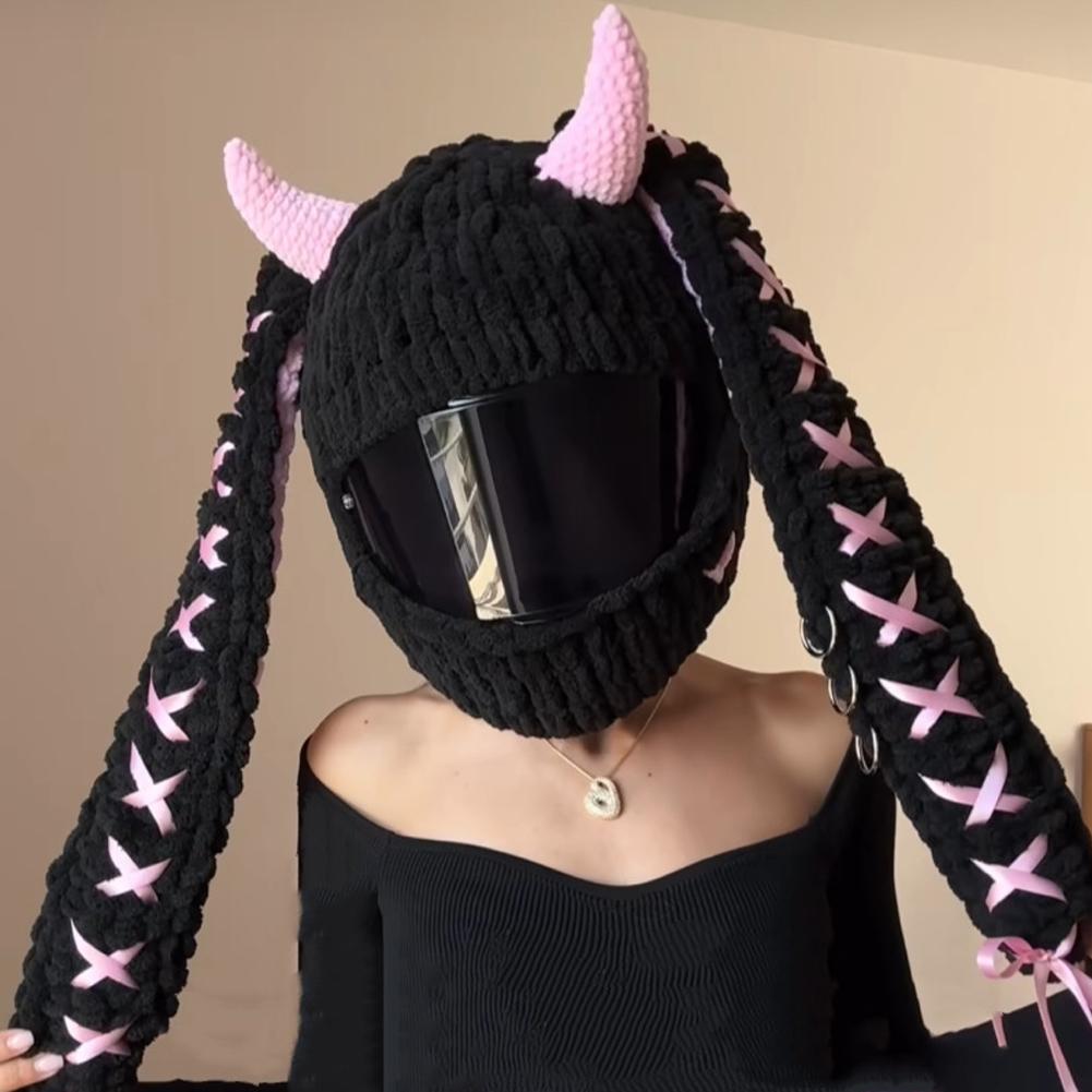 Универсальный плюшевый чехол для мотоциклетного шлема, плюшевые чехлы для шлема в виде полного кролика для рождественских подарков, украшение для мотоциклетного шлема, стайлинг