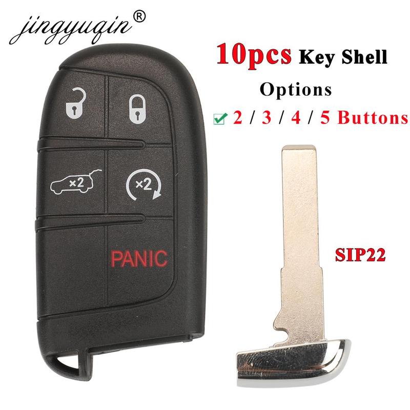 Jingyuqin 10 шт. SIP22 2/3/4/5 кнопок Пустой корпус ключа-брелока для Jeep Renegade Compass Автомобильный внедорожник Умный бесключевой доступ Чехол для брелока Без логотипа