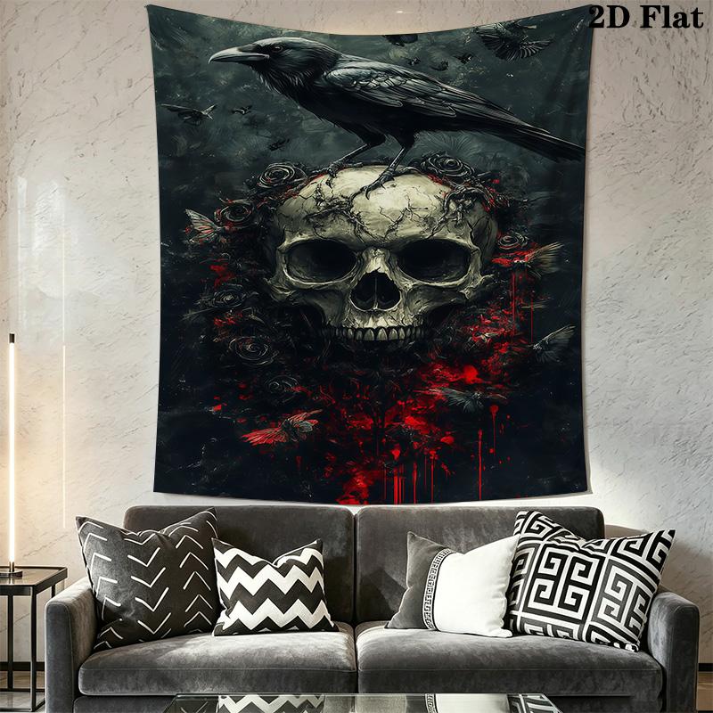 Raven'S Whisper Gothic Tale Unveiled Tapestry Wallmounted Fashion Print Christmas Gift Wall Decoration Soft