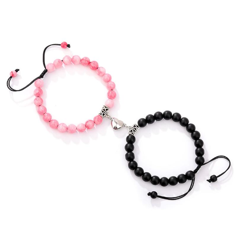 Магнитные браслеты для пар, 2 шт. одинаковые браслеты взаимного притяжения, ювелирные изделия из камня, бисера, подарок для парня, подруги, любовника, его лучшего друга