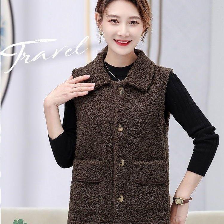Cardigan Women Woolen Thicken Waistcoats Spring Autumn V Neck Loose Insert Velvet Vests Student Top Sleeveless Coat