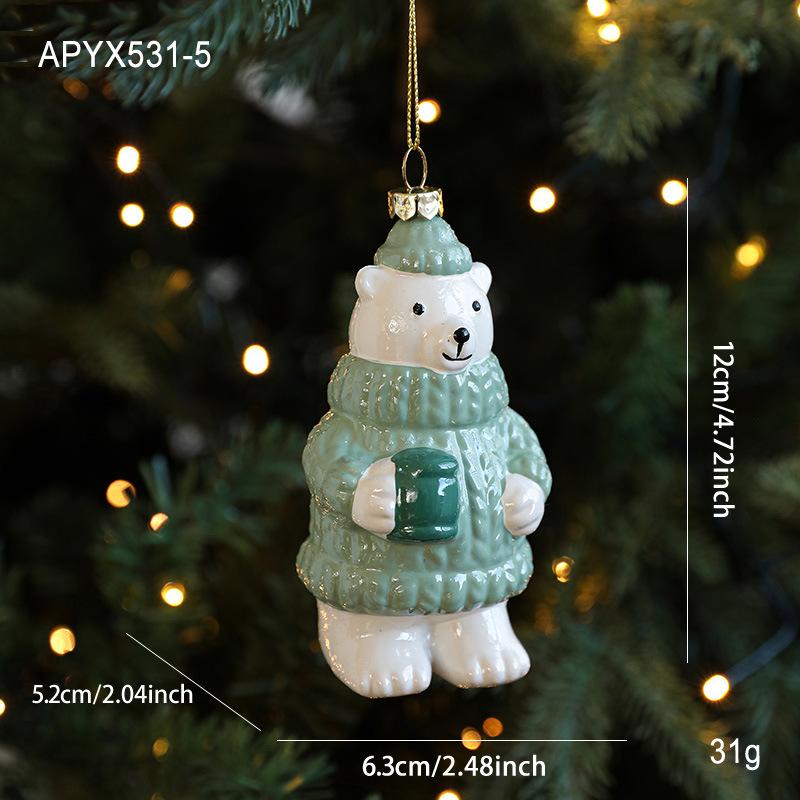 Christmas Pendant Plastic Material Old Man Car Bear Christmas Tree Hanging Decoration Family Party Christmas Decoration Pendant