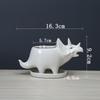 Creative Triangle Dinosaur Succulent Flower Pot Indoor Desktop White Ceramic Flower Pot With Tray